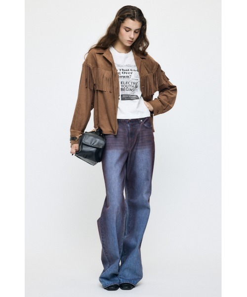 MOUSSY(マウジー)の「EXTRA NEWS PAPER Tシャツ(Tシャツ/カットソー・レディース・オフホワイト/ブラック/ライトピンク・FREE)」の6枚目の写真