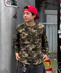Camo Thermal Henry Neck L/S Tee - 迷彩サーマルヘンリーネックロングスリーブT