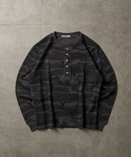 ADAMASTE(アダマスト)の「Camo Thermal Henry Neck L/S Tee - 迷彩サーマルヘンリーネックロングスリーブT(Tシャツ/カットソー・メンズ・ブラウン/ブラック/グリーン系その他2/グリーン系その他・SMALL/MEDIUM/LARGE)」の11枚目の写真