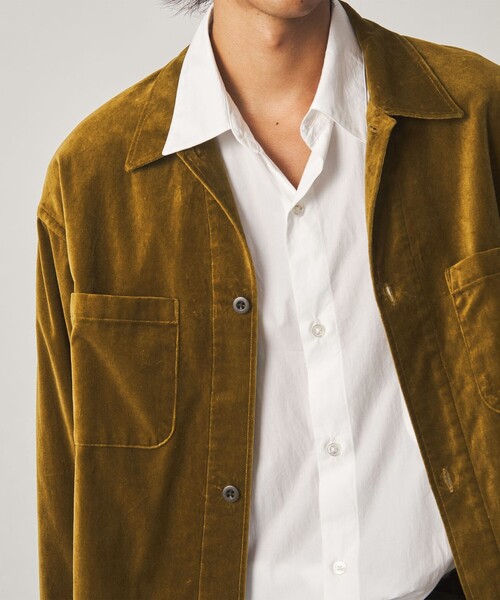 Steven Alan(スティーブンアラン)の「<Steven Alan> オーガニックコットン ベルベット オープンカラー オーバー シャツ(シャツ/ブラウス・メンズ・マスタード/ネイビー・S/L/M/XL)」の4枚目の写真