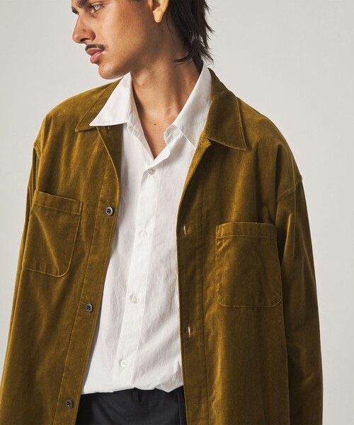 Steven Alan(スティーブンアラン)の「<Steven Alan> オーガニックコットン ベルベット オープンカラー オーバー シャツ(シャツ/ブラウス・メンズ・マスタード/ネイビー・S/L/M/XL)」の5枚目の写真