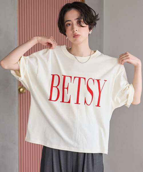 FREAK'S STORE(フリークスストア)の「BETSY ビッグ ロゴTシャツ(Tシャツ/カットソー・レディース・オフホワイト/グレー/チャコールグレー・フリ-)」の10枚目の写真