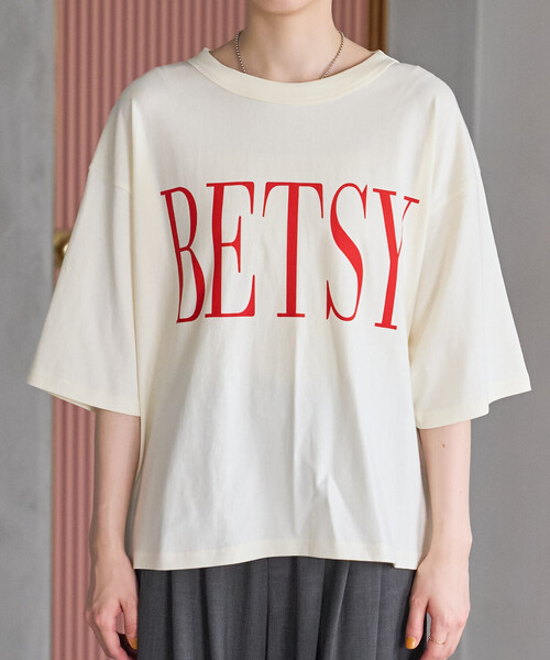 FREAK'S STORE(フリークスストア)の「BETSY ビッグ ロゴTシャツ(Tシャツ/カットソー・レディース・オフホワイト/グレー/チャコールグレー・フリ-)」の11枚目の写真