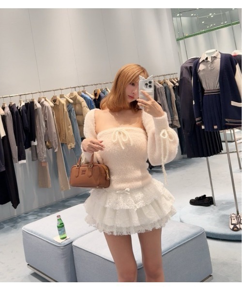 MISTREASS（ミストレアス）の「Narrow Ribbon Fluffy Knit Ensemble（ニット/セーター・レディース・ピンク・FREE）」の14枚目の写真