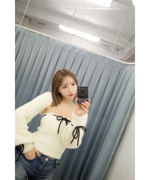 MISTREASS（ミストレアス）の「Narrow Ribbon Fluffy Knit Ensemble（ニット/セーター・レディース・ピンク・FREE）」の19枚目の写真