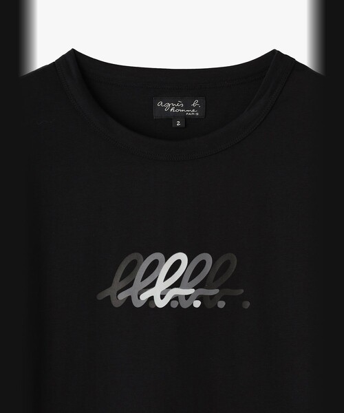 agnes b.（アニエスベー）の「メンズ "b." ロゴ オーガニックコットン 半袖 Tシャツ（Tシャツ/カットソー・メンズ・ブラック・3/1/2）」の3枚目の写真
