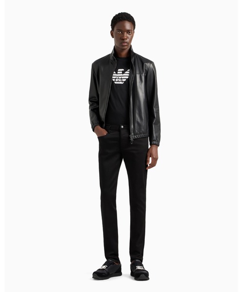 EMPORIO ARMANI（エンポリオアルマーニ）の「【エンポリオ アルマーニ】ブルゾン フルジップ仕様 セミアニリン ナッパレザー製（ブルゾン・メンズ・ブラック/ネイビー・46/48/50/52/54/56/44）」の7枚目の写真