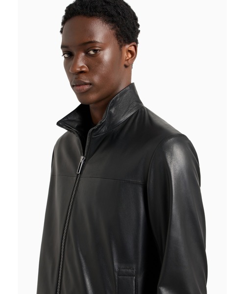 EMPORIO ARMANI（エンポリオアルマーニ）の「【エンポリオ アルマーニ】ブルゾン フルジップ仕様 セミアニリン ナッパレザー製（ブルゾン・メンズ・ブラック/ネイビー・46/48/50/52/54/56/44）」の8枚目の写真