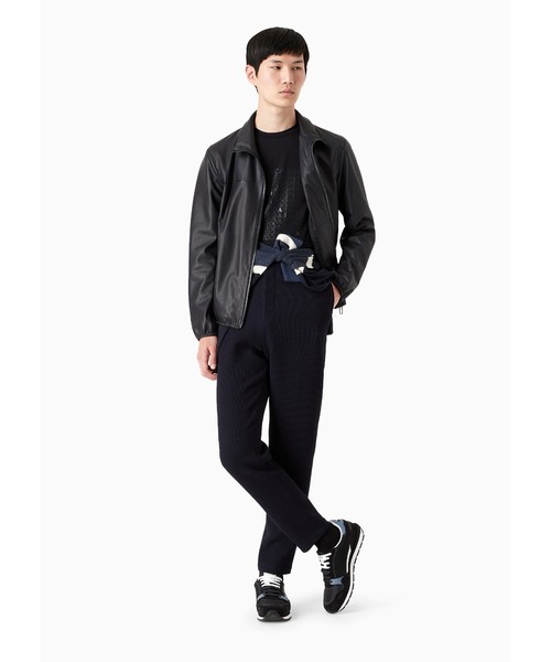 EMPORIO ARMANI（エンポリオアルマーニ）の「【エンポリオ アルマーニ】ブルゾン フルジップ仕様 セミアニリン ナッパレザー製（ブルゾン・メンズ・ブラック/ネイビー・46/48/50/52/54/56/44）」の4枚目の写真