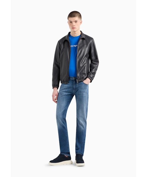 EMPORIO ARMANI（エンポリオアルマーニ）の「【エンポリオ アルマーニ】ブルゾン フルジップ仕様 セミアニリン ナッパレザー製（ブルゾン・メンズ・ブラック/ネイビー・46/48/50/52/54/56/44）」の3枚目の写真