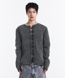 KICHUL（キチョル）の「Dense Button Henley Cardigan (Washed Black)（カーディガン/ボレロ）」