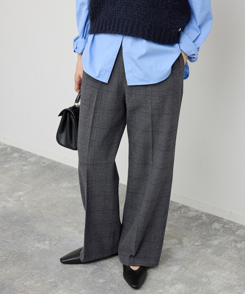Spick & Span(スピックアンドスパン)の「《手洗い可 / 追加》グレンチェック起毛タックストレートパンツ(スラックス・レディース・その他1/その他4・38/36)」の1枚目の写真