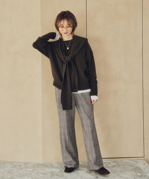 Spick & Span(スピックアンドスパン)の「《手洗い可 / 追加》グレンチェック起毛タックストレートパンツ(スラックス・レディース・その他1/その他4・38/36)」の4枚目の写真