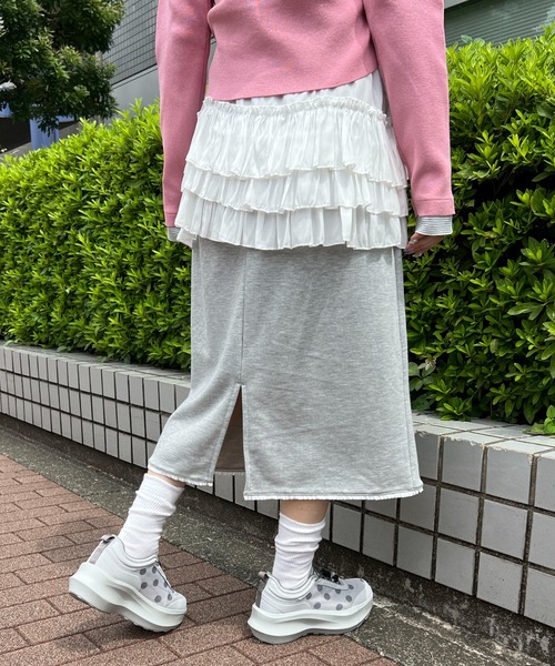 WC(ダブル シー)の「レーススウェットミドルスカート(スカート・レディース・グレー/ホワイト・FREE)」の11枚目の写真