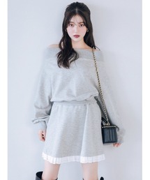 SNIDEL | オフショルスウェットミニセットアップ(ワンピース)