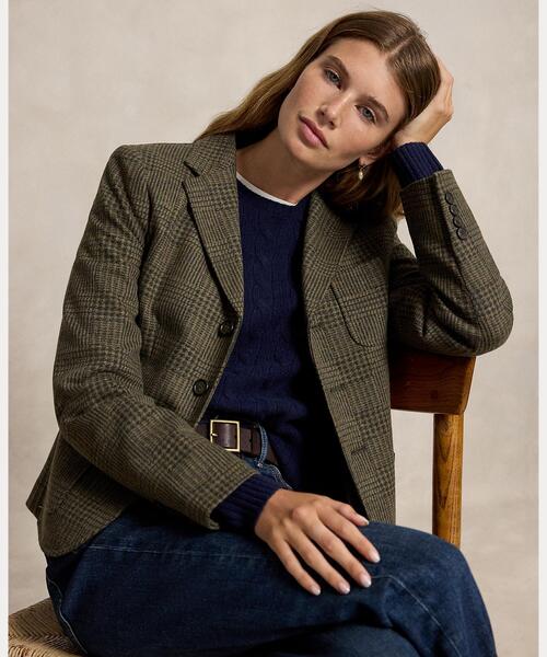 POLO RALPH LAUREN(ポロ ラルフ ローレン)の「シングルブレステッド グレン チェック ブレザー(テーラードジャケット・レディース・グリーン・4/2/0)」の1枚目の写真