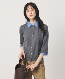 4WAY エンブロイダリー シャツ コンビ ニット ‐ウォッシャブル‐