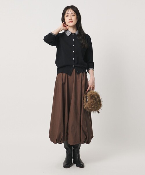 UNITED ARROWS(ユナイテッドアローズ)の「4WAY エンブロイダリー シャツ コンビ ニット ‐ウォッシャブル‐(カーディガン/ボレロ・レディース・ブラック/ダークグレー/ネイビー・FREE)」の5枚目の写真