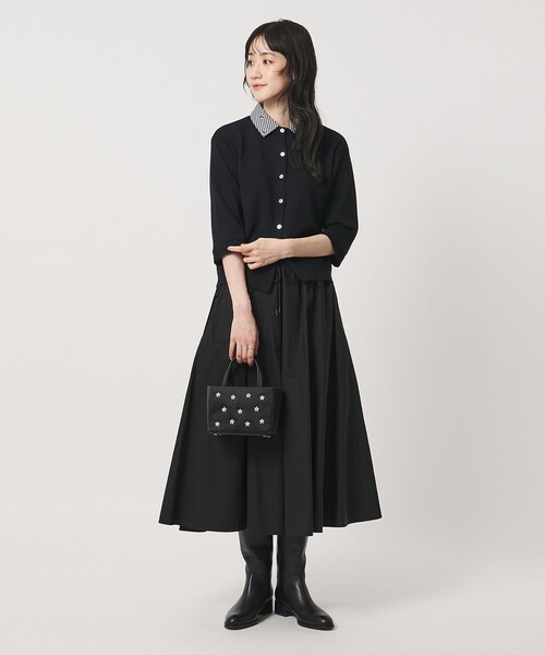 UNITED ARROWS(ユナイテッドアローズ)の「4WAY エンブロイダリー シャツ コンビ ニット ‐ウォッシャブル‐(カーディガン/ボレロ・レディース・ブラック/ダークグレー/ネイビー・FREE)」の7枚目の写真