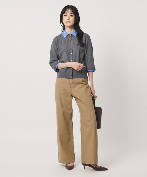 UNITED ARROWS(ユナイテッドアローズ)の「4WAY エンブロイダリー シャツ コンビ ニット ‐ウォッシャブル‐(カーディガン/ボレロ・レディース・ブラック/ダークグレー/ネイビー・FREE)」の10枚目の写真