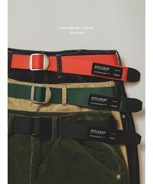 APPLEBUM(アップルバム)の「Logo Label Belt(ベルト・メンズ・オレンジ/グリーン/ブラック・ONE SIZE)」の1枚目の写真