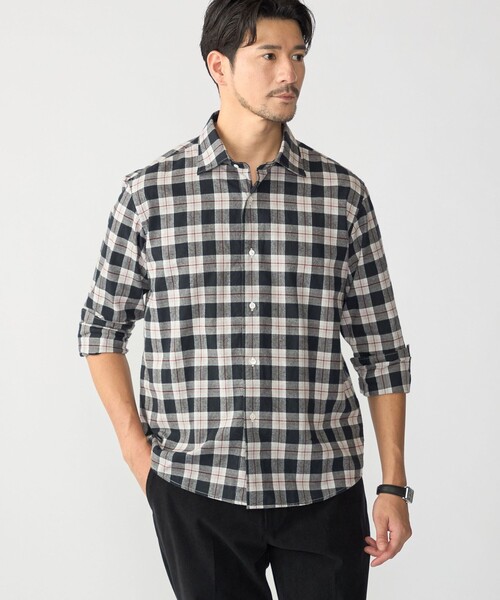 SHIPS(シップス)の「MADE IN JAPAN ワイドカラー チェック ネル シャツ(シャツ/ブラウス・メンズ・ブラウン/ネイビー/ワイン/ダークブルー・LARGE/MEDIUM/SMALL)」の14枚目の写真