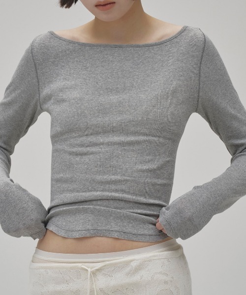TODAYFUL（トゥデイフル）の「[TODAYFUL/トゥデイフル] ボートネック ソフトフライスカットソー（Tシャツ/カットソー・レディース・グレー/ダークグレー/アイボリー・F）」の2枚目の写真