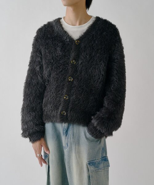 goocy(グーシー)の「フェザーヤーンMIXカーディガン(カーディガン/ボレロ・メンズ・グレー/ブラウン/ブラック・MEDIUM/LARGE)」の6枚目の写真