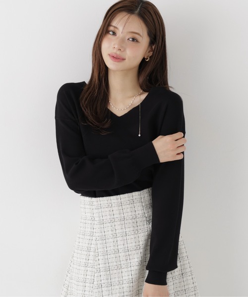 PROPORTION BODY DRESSING(プロポーションボディドレッシング)の「Vネック総針ニット / 1216270005(ニット/セーター・レディース・ブラック/ホワイト系その他/ベージュ/ボルドー・FREE)」の5枚目の写真