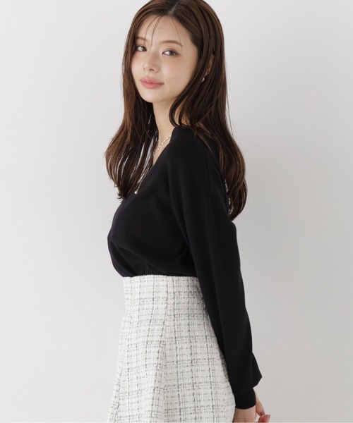 PROPORTION BODY DRESSING(プロポーションボディドレッシング)の「Vネック総針ニット / 1216270005(ニット/セーター・レディース・ブラック/ホワイト系その他/ベージュ/ボルドー・FREE)」の6枚目の写真
