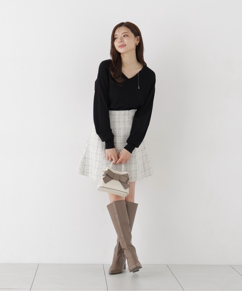 PROPORTION BODY DRESSING(プロポーションボディドレッシング)の「Vネック総針ニット / 1216270005(ニット/セーター・レディース・ブラック/ホワイト系その他/ベージュ/ボルドー・FREE)」の9枚目の写真