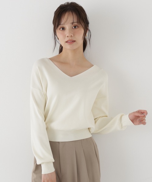 PROPORTION BODY DRESSING(プロポーションボディドレッシング)の「Vネック総針ニット / 1216270005(ニット/セーター・レディース・ブラック/ホワイト系その他/ベージュ/ボルドー・FREE)」の11枚目の写真