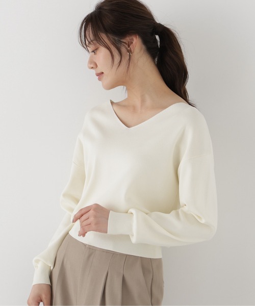 PROPORTION BODY DRESSING(プロポーションボディドレッシング)の「Vネック総針ニット / 1216270005(ニット/セーター・レディース・ブラック/ホワイト系その他/ベージュ/ボルドー・FREE)」の12枚目の写真