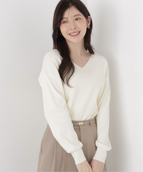 PROPORTION BODY DRESSING(プロポーションボディドレッシング)の「Vネック総針ニット / 1216270005(ニット/セーター・レディース・ブラック/ホワイト系その他/ベージュ/ボルドー・FREE)」の16枚目の写真