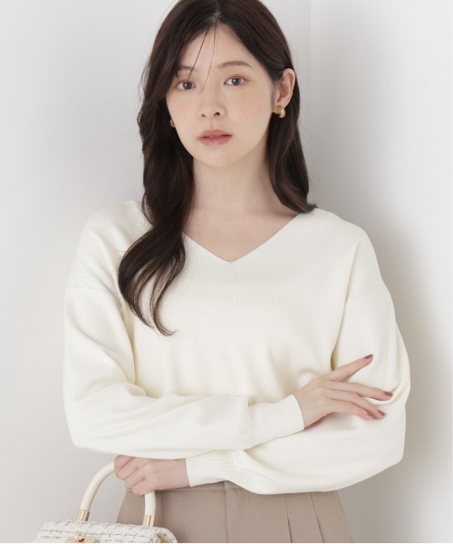 PROPORTION BODY DRESSING(プロポーションボディドレッシング)の「Vネック総針ニット / 1216270005(ニット/セーター・レディース・ブラック/ホワイト系その他/ベージュ/ボルドー・FREE)」の17枚目の写真