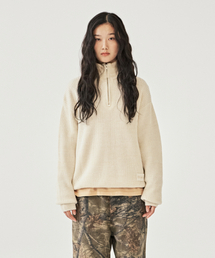 HEATHER HALF ZIPUP KNIT (IVORY)