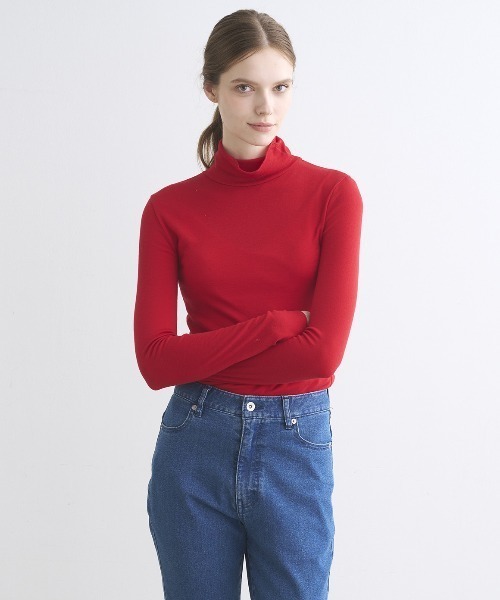 three dots(スリードッツ)の「リヨセルミラノリブ タートルネック(Tシャツ/カットソー・レディース・ブラック/ブルー/レッド・SMALL)」の3枚目の写真
