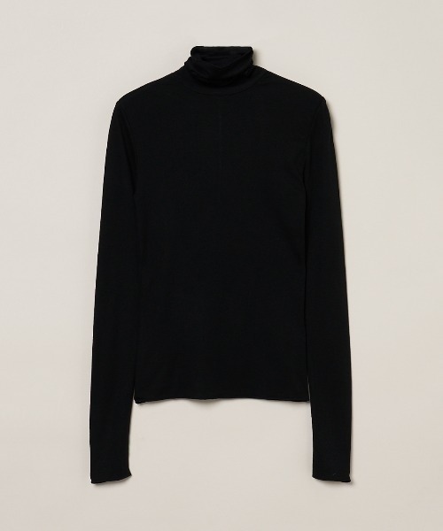 three dots(スリードッツ)の「リヨセルミラノリブ タートルネック(Tシャツ/カットソー・レディース・ブラック/ブルー/レッド・SMALL)」の1枚目の写真