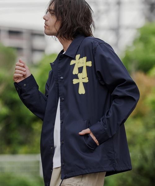 CAMBIO（カンビオ）の「mj12014- プリントコーチジャケット - Cross Hearts(2602142MCB)（ナイロンジャケット・メンズ・ブラック/ベージュ/ネイビー・S/M/L/XL）」の5枚目の写真