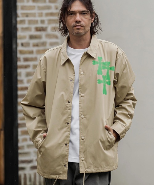CAMBIO（カンビオ）の「mj12014- プリントコーチジャケット - Cross Hearts(2602142MCB)（ナイロンジャケット・メンズ・ブラック/ベージュ/ネイビー・S/M/L/XL）」の10枚目の写真