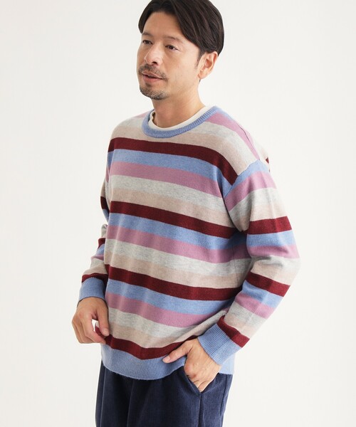 BACK NUMBER(バックナンバー)の「マルチボーダークルーニット(ニット/セーター・メンズ・ブルー系2/ブルー系7/ダークブラウン系2・03/04/05)」の3枚目の写真