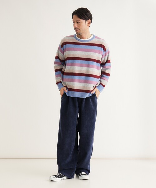 BACK NUMBER(バックナンバー)の「マルチボーダークルーニット(ニット/セーター・メンズ・ブルー系2/ブルー系7/ダークブラウン系2・03/04/05)」の7枚目の写真