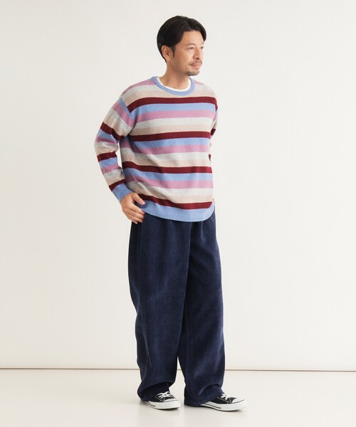 BACK NUMBER(バックナンバー)の「マルチボーダークルーニット(ニット/セーター・メンズ・ブルー系2/ブルー系7/ダークブラウン系2・03/04/05)」の8枚目の写真