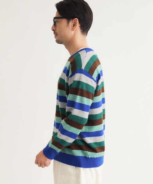 BACK NUMBER(バックナンバー)の「マルチボーダークルーニット(ニット/セーター・メンズ・ブルー系2/ブルー系7/ダークブラウン系2・03/04/05)」の10枚目の写真