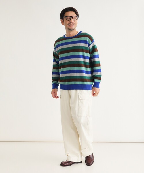 BACK NUMBER(バックナンバー)の「マルチボーダークルーニット(ニット/セーター・メンズ・ブルー系2/ブルー系7/ダークブラウン系2・03/04/05)」の13枚目の写真