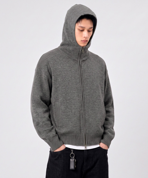 UNDEROFF(アンダーオフ)の「バラクラバ クロップドニットフードジップアップ グレー(パーカー・レディース・グレー・MEDIUM/LARGE/X-LARGE)」の3枚目の写真