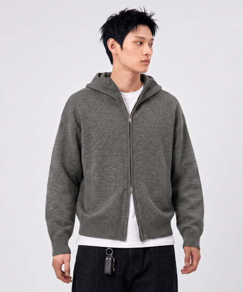 UNDEROFF(アンダーオフ)の「バラクラバ クロップドニットフードジップアップ グレー(パーカー・レディース・グレー・MEDIUM/LARGE/X-LARGE)」の5枚目の写真