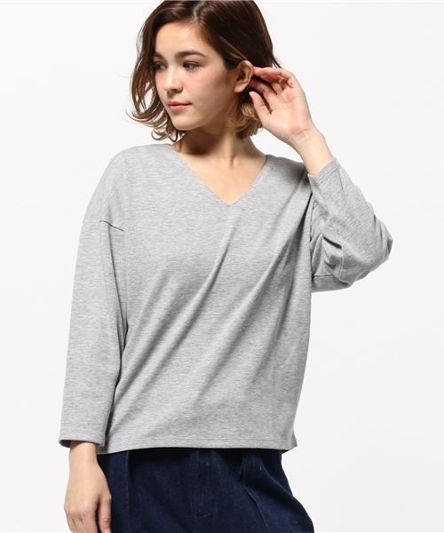 FREE'S MART(フリーズマート)の「前後Vネックドルマンカットソー(Tシャツ/カットソー・レディース・カーキ/ネイビー/グレー/ホワイト系その他・FREE)」の3枚目の写真