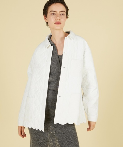 crinkle crinkle crinkle(クリンクルクリンクルクリンクル)の「エンブロイダリースカラップジャケット / 【crinkle crinkle crinkle】 embroidery scallop jacket(ナイロンジャケット・レディース・ホワイト/ブラック・FREE)」の2枚目の写真