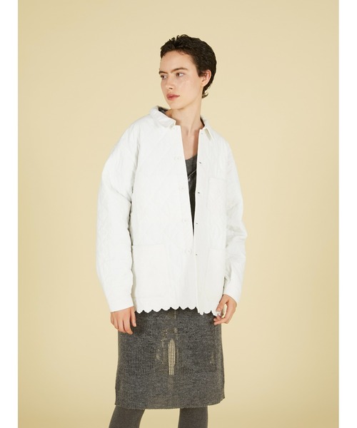 crinkle crinkle crinkle(クリンクルクリンクルクリンクル)の「エンブロイダリースカラップジャケット / 【crinkle crinkle crinkle】 embroidery scallop jacket(ナイロンジャケット・レディース・ホワイト/ブラック・FREE)」の3枚目の写真